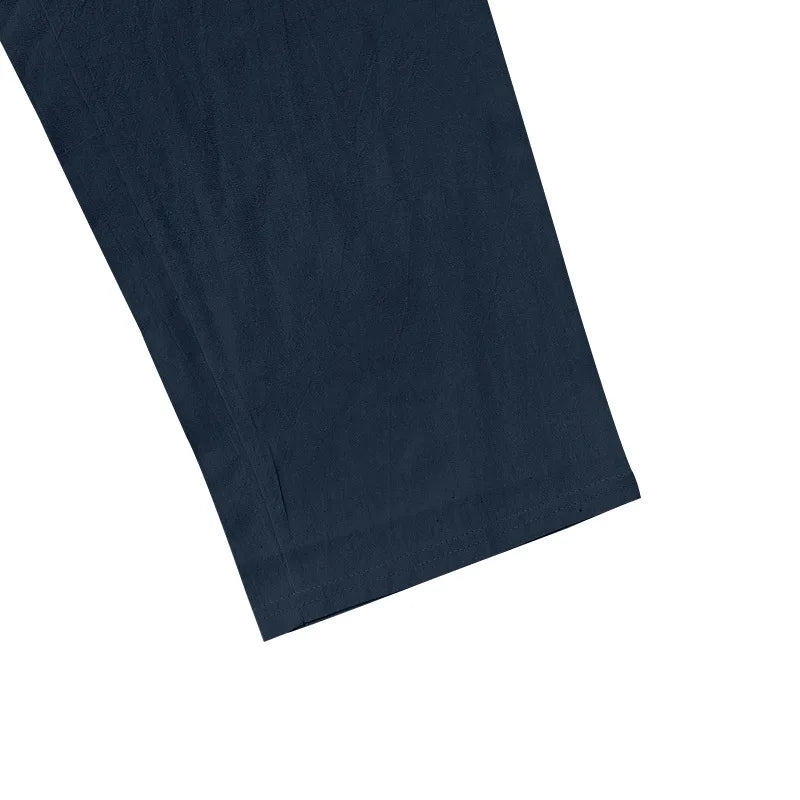 Men's Summer Drawstring Waist Wide Leg Loose Cotton Linen Yoga Pants Beach Casual Trousers with Pockets Casual Lightweight Pants - Ellianto fashion Men's