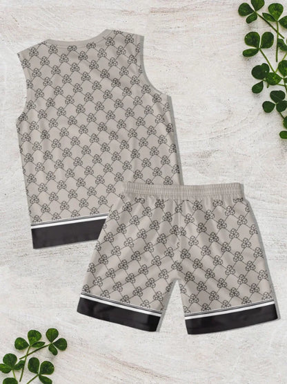 Set 2025 Man New Summer 2 Piece Matching Suits Men's All Graphic Printed Outfits Bohemian Beach Sleeveless Tank and Short Sets - Ellianto fashion Men's