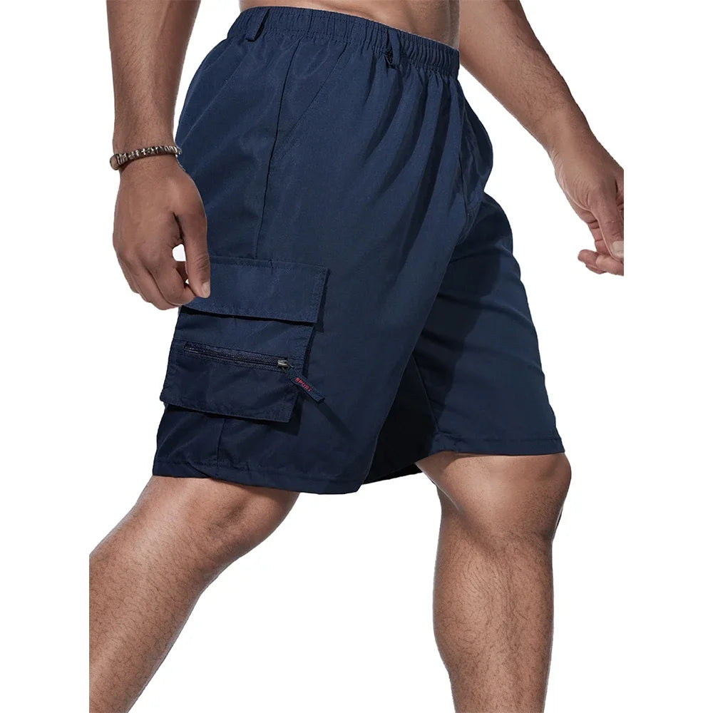 Men's Shorts Loose Large Size Multi-Pocket Overalls Summer Comfortable Elastic Waist Pants Outdoor Casual Sports Beach Pants - Ellianto fashion Men's