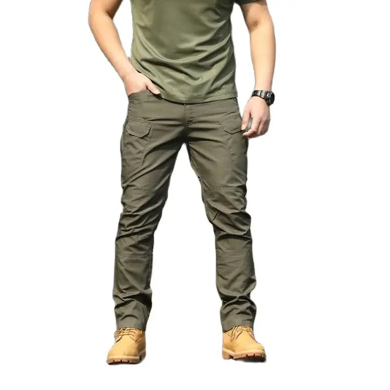 Men's Tactical Trousers Slim Pants Outdoor Overalls Straight Training Multiple Pockets Hiking Fishing Casual Pants Ix7 - Ellianto fashion Men's
