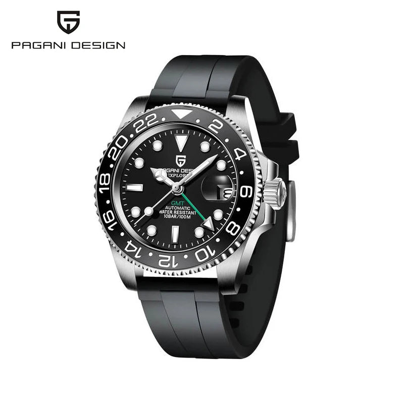 PAGANI DESIGN Automatic mechanical watch rubberstrap 100Mwaterproof night light sports outdoor casual Watch For Man reloj hombre - Ellianto fashion Men's