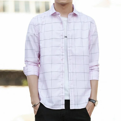 Slim-Fit Long-Sleeve Shirt – Lightweight Summer Comfort with Modern Korean Style for the Confident Gentleman
