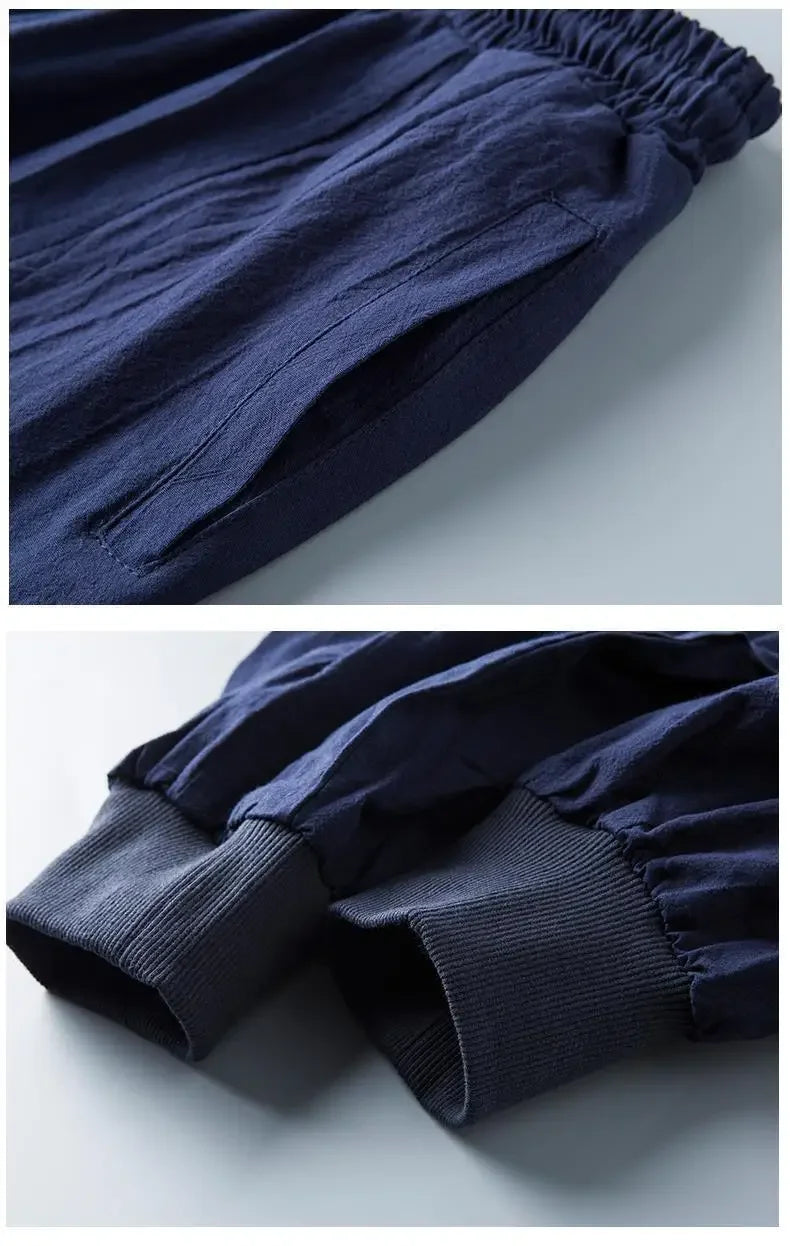Autumn Men's Linen Casual Pants Loose-fit Trendy Bloomers - Ellianto fashion Men's