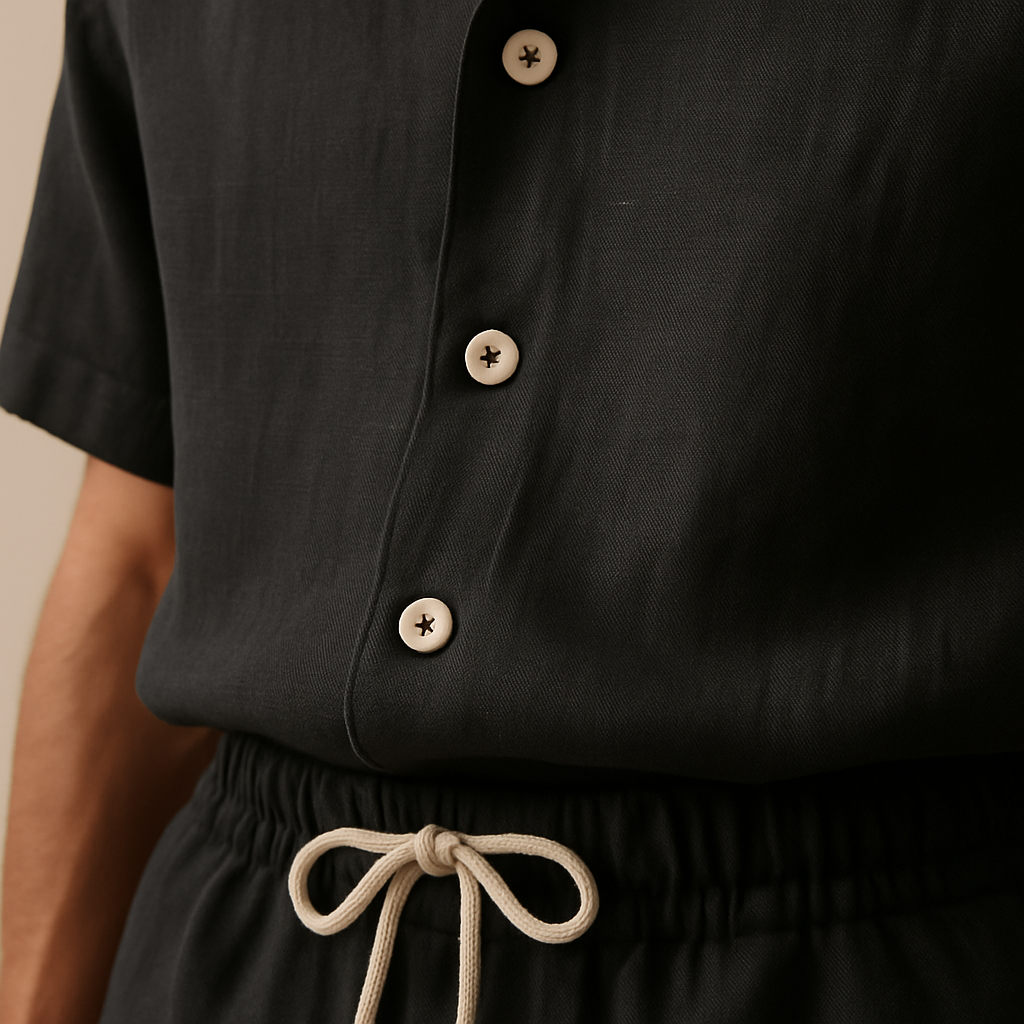 Cotton Linen Man Sets Plain Sports V-neck Basic 2 Piece Outfit Loose Fashion 2025 Cool Elastic Tee T-shirts Shorts Suits for Men