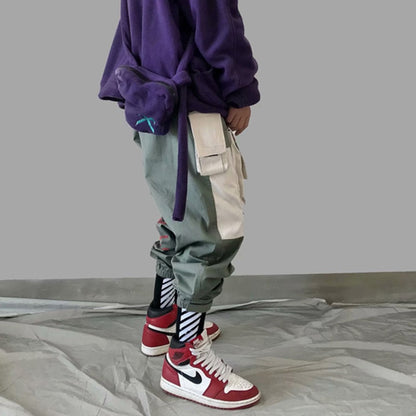 Patchwork Pockets Cargo Pants Men Harajuku Hip Hop Sweatpant Male Joggers Track Trousers Streetwear Techwear - Ellianto fashion Men's
