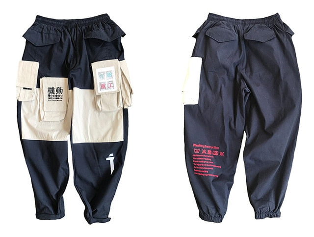 Patchwork Pockets Cargo Pants Men Harajuku Hip Hop Sweatpant Male Joggers Track Trousers Streetwear Techwear - Ellianto fashion Men's