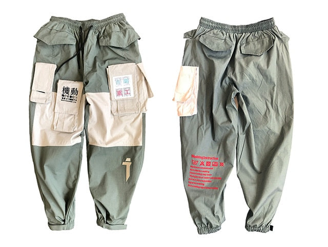 Patchwork Pockets Cargo Pants Men Harajuku Hip Hop Sweatpant Male Joggers Track Trousers Streetwear Techwear - Ellianto fashion Men's